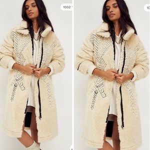Free People Avery Embroidered Teddy Coat